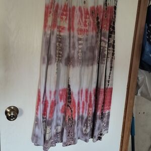 Tie-Dye Maxi Skirt in Pink and Gray